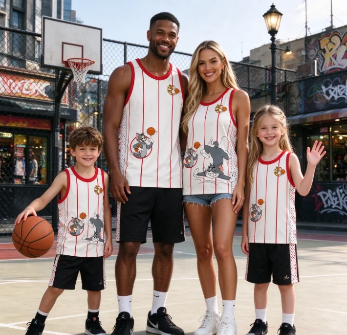 2026 New Arrival Retro Sports Uniform Basketball Jersey Unisex Cartoon Cat Mouse Print Sleeveless Tank Top Fan
