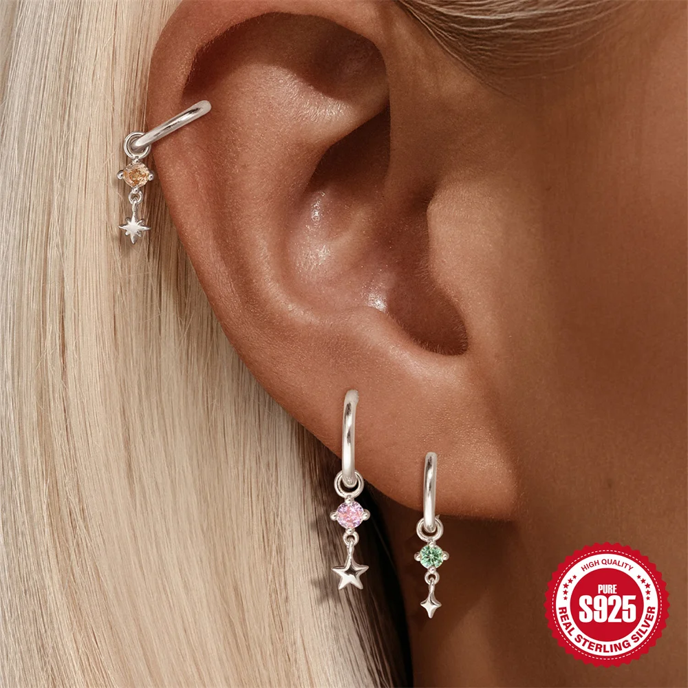 

AIDE 1 шт. стерлингового серебра 925 пробы красочный цветок циркон цепочка с кисточками пирсинг цепочка очаровательные серьги для женщин Ins WaterDrop Шарм