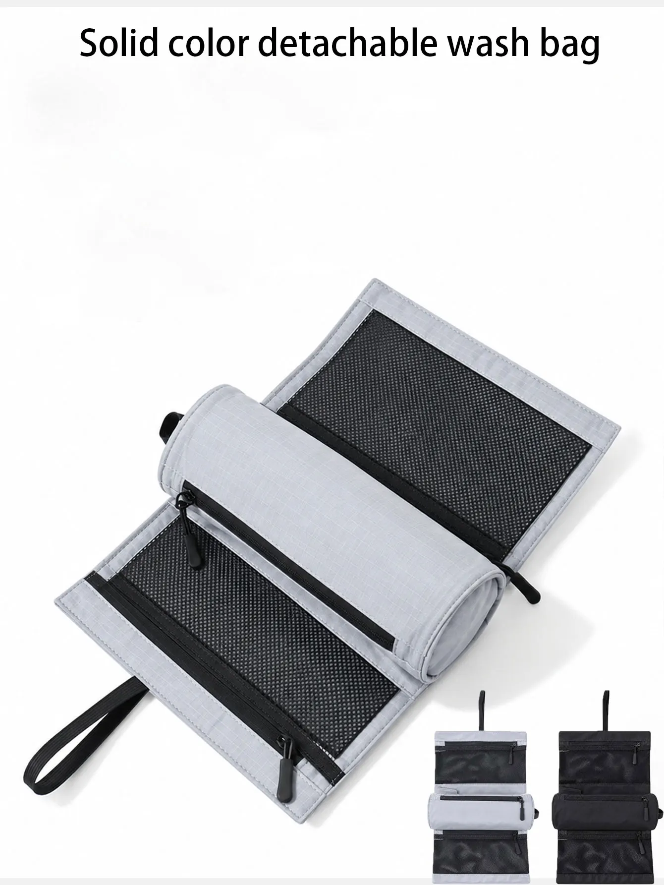 1PC Waterproof, detachable roll up toiletry bag, makeup bag, durable roll up strap, elastic strap, toiletry storage