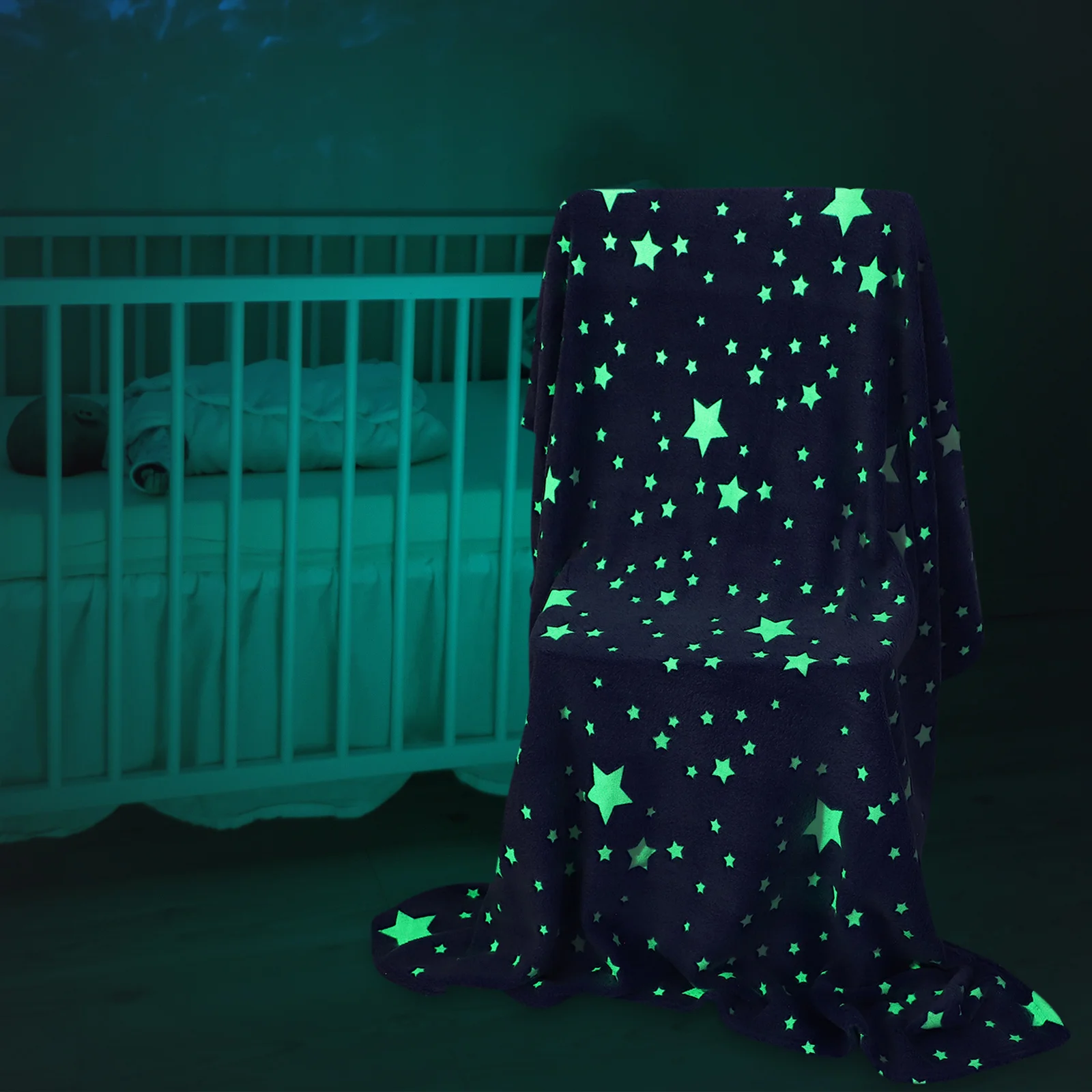 بطانية بنمط مضيء ناعمة على الوجهين قيلولة دافئة للاستخدام المنزلي والمكتب والسيارة بطانية نوم مريحة وخفيفة الوزن #5