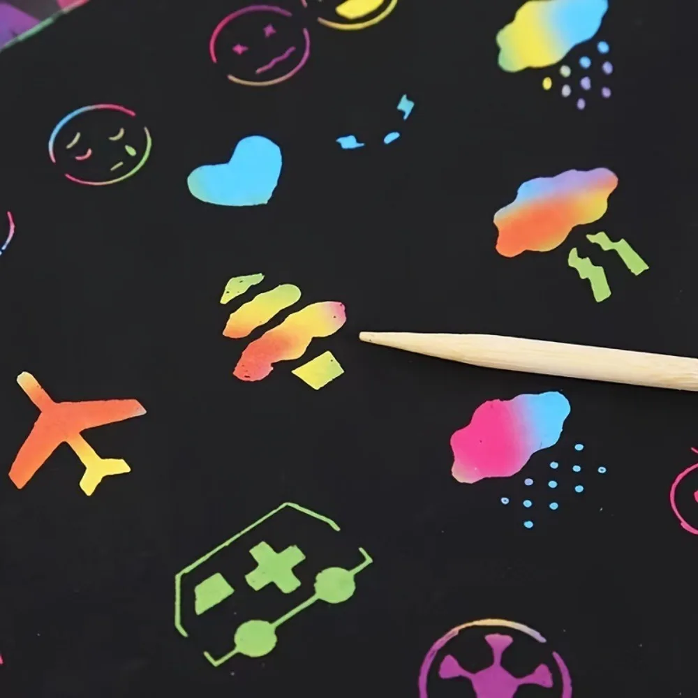 Papel para rascar mágico de arcoíris de dibujos animados DIY con palo de madera libros para colorear pintura juguetes educativos tablero de dibujo para niños