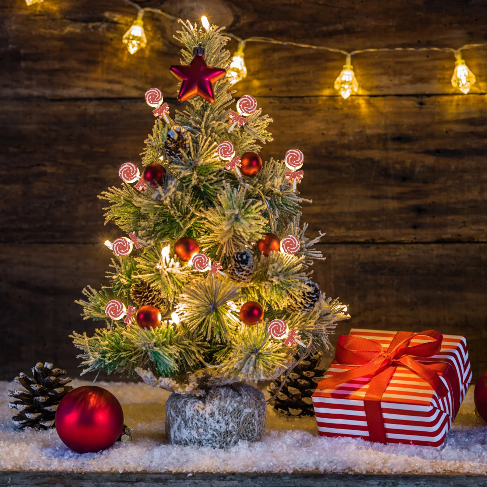 

1Pcs Iron Art Candy String Lights Xmas 10 LED 1.65m Lollipop Shaped String Lights Powered Christmas Indoor Outdoor