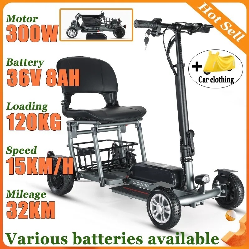 Small Mobility Scooter Aluminum Alloy Frame Disabled Ultra Light and Portable Elderly 4wheel Electric Scooter Fold Household