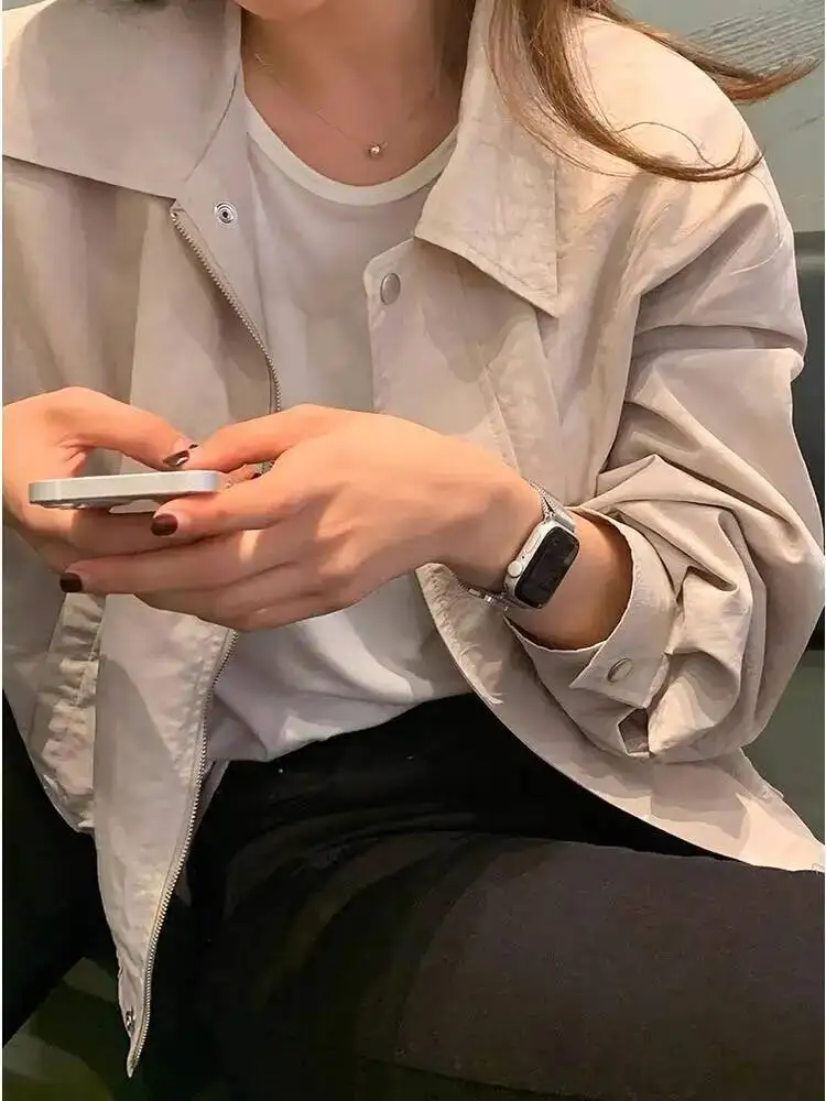 

Женская куртка, осень 2023, новая женская короткая куртка-карго, ветрозащитное пальто, Тренч, свободное повседневное пальто