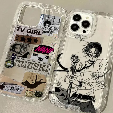 Anime Cool Nana Osaki Line Genomskinligt Hot-skal till iPhone 16 15 14 13 12 11 Pro Max 14 15 Plus XR XS Max SE Airbag Stötsäkert Skal 8 best sales Nana-fallet - №1