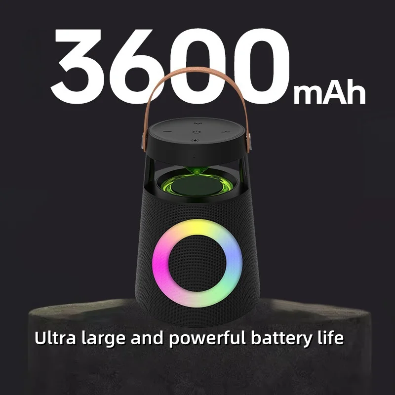 

ortable household outdoor handheld wireless Bluetooth speaker 3600mAh large battery IPX4 waterproof subwoofer RGB lighting music