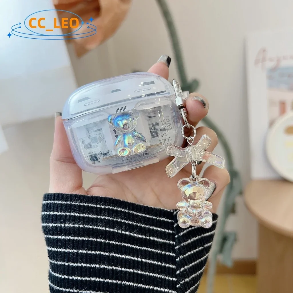 For JBL TUNE Beam Case Clear Soft Case Cartoon Bear Cute Pendant JBL TUNE Buds Shockproof Shell Protective Cover