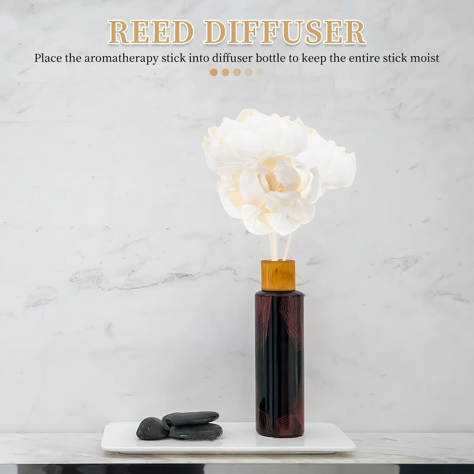 

5Pcs Aroma Diffuser Flower Sticks Peony Faux Floral Scent Diffuser for Room Bathroom Kitchen Shelf Fragrance Decorative Set