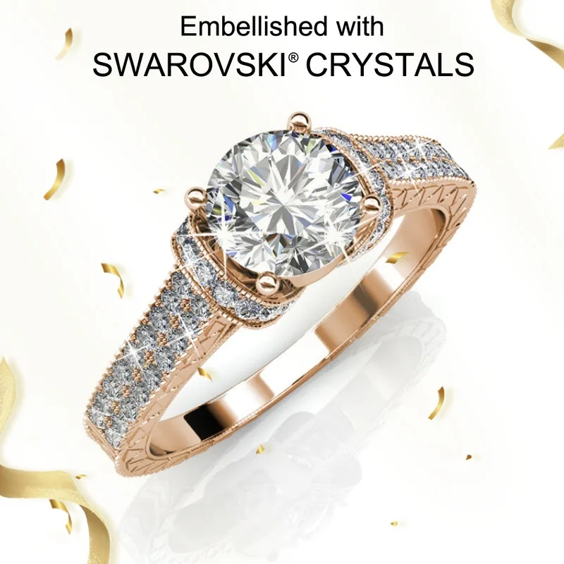 

Daisini 925 Sterling Silver Eternity Band Full with Swarovski Crystals Smooth Polished Stackable Minimalist Jewelry for Women