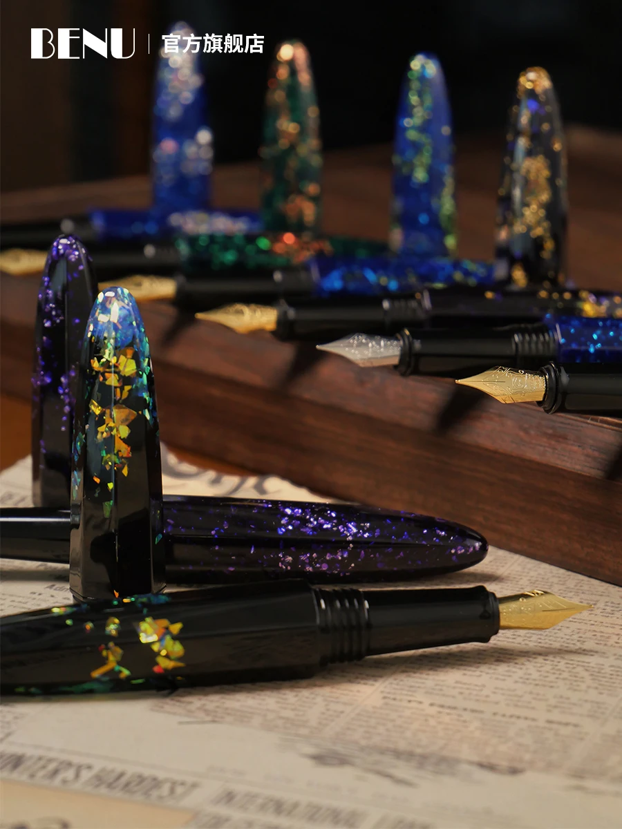 

Russian BENU Acrylic Resin Fountain Pen Minima Series Six-Sided Barrel Handmade Women's Signature Mini Ink Pen