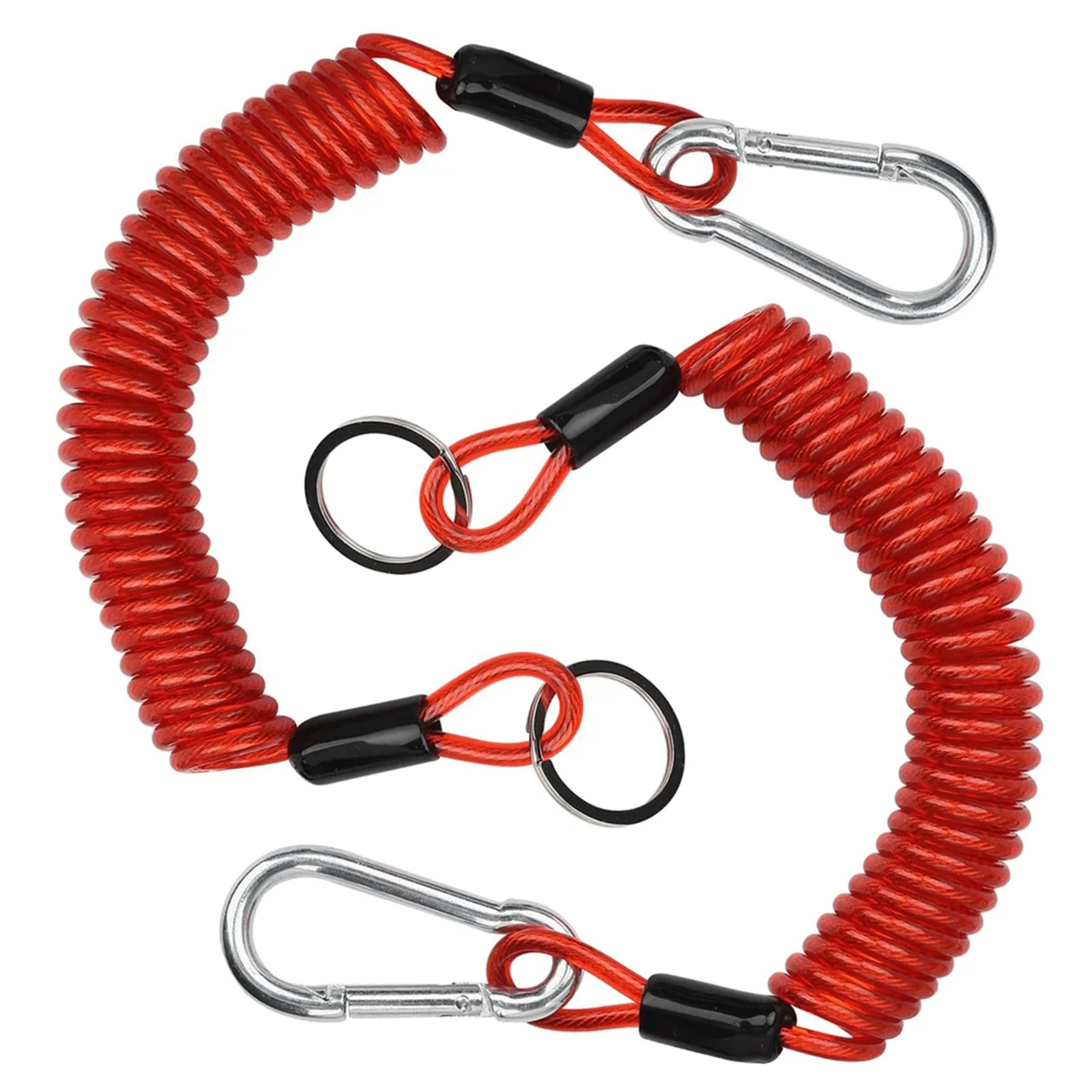 2PCS 6FT Breakaway Trailer Cable, Trailer Breakaway Safety Cable Spring Towing Coiled Wire for RV Trailer Campers