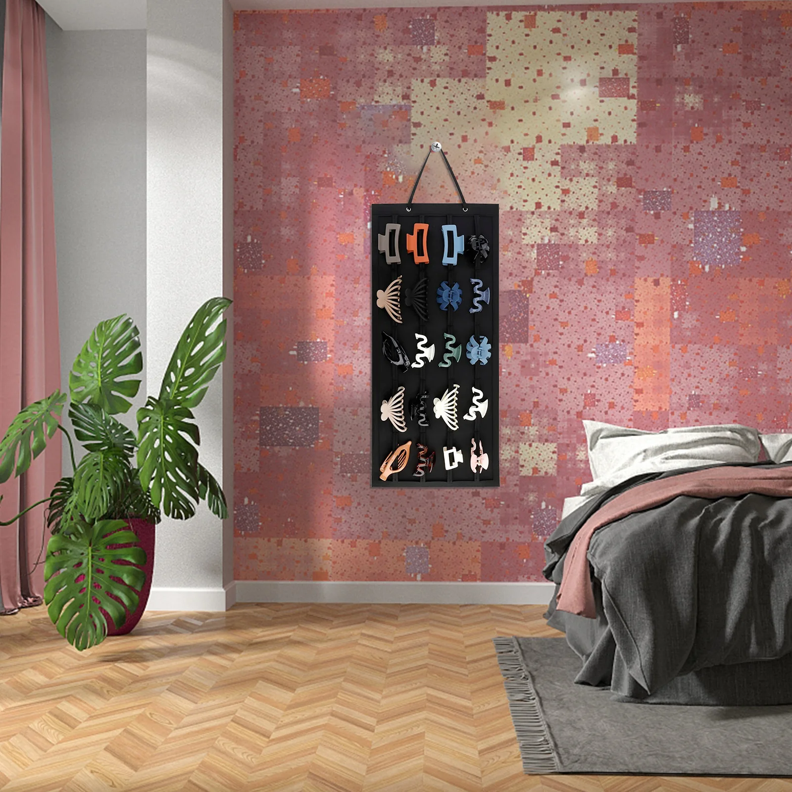 

Felt Hair Clip Organizer Hanging Holder Storage Rack for Claw Clips Barrettes Hair Accessories Organizer