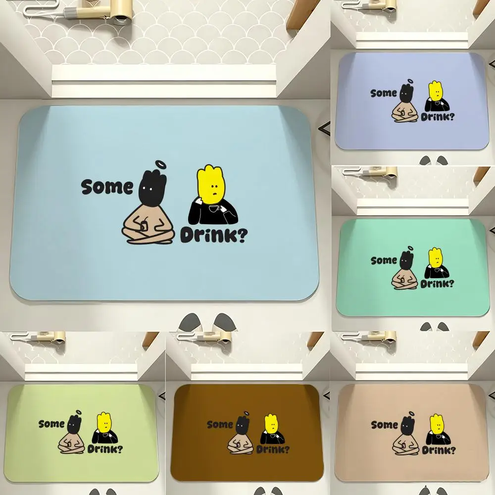 Alfombra de baño de barro de diatomeas de secado rápido y absorbente con diseño de figuras minimalistas C-ChatS and DrinkS para el hogar