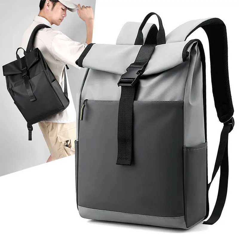 Men's Business Laptop Backpack 14 Inch Minimalist Urban Daily Work Back Pack Male Youth Student Schoolbag Sports Bags Gray Black