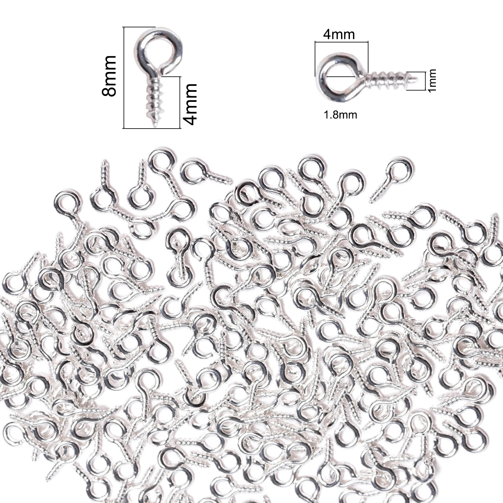 200 pçs/100 pçs/saco 4x8mm parafuso olho pinos ovelhas olhos unhas diy chaveiro colar pulseira pingente jóias acessórios atacado