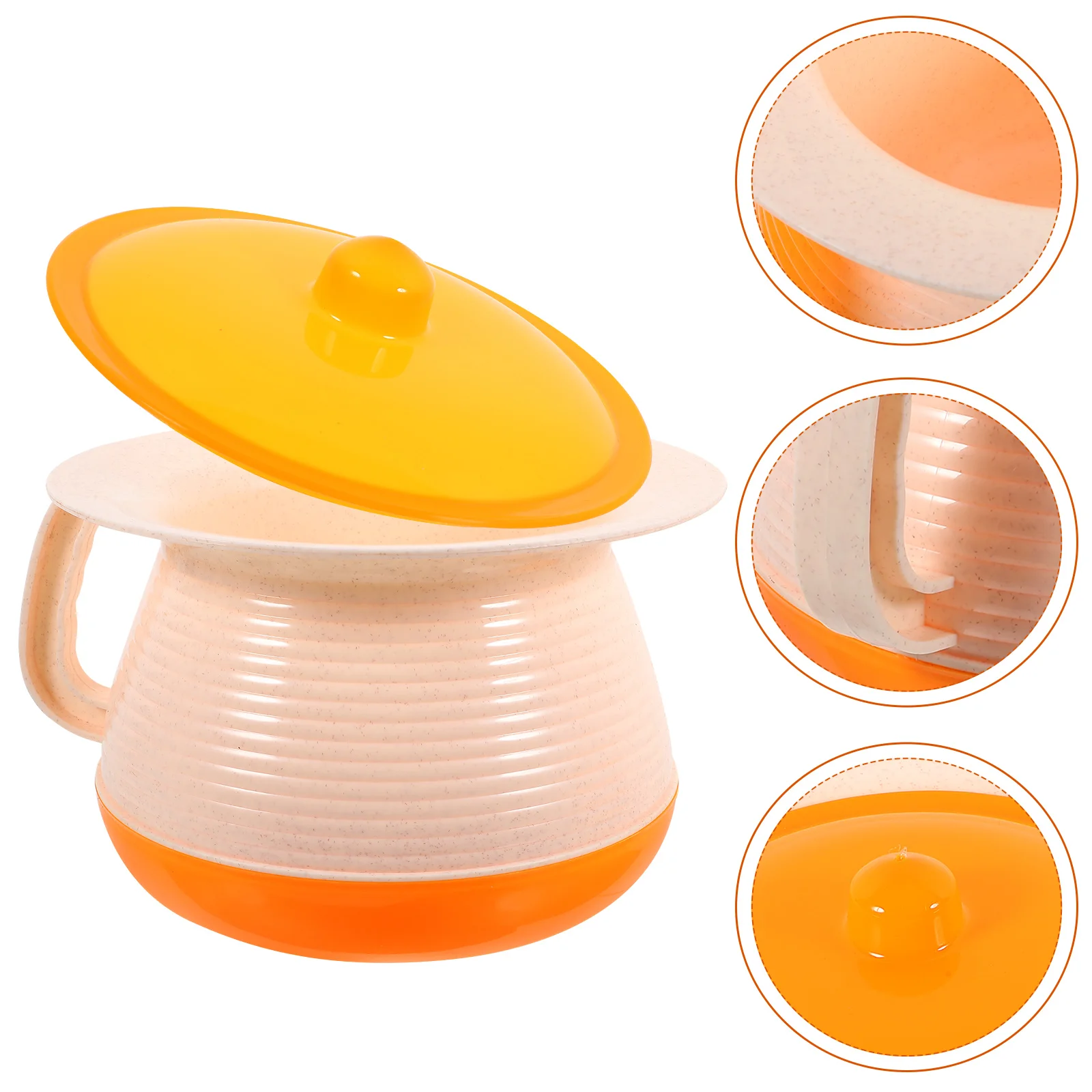 البلاستيك المحمولة Bedpan وعاء البول المبصقة مع غطاء قطرة مقاومة عدم الانزلاق مستقرة المسنين الاستخدام المنزلي البلاستيك أواني البول