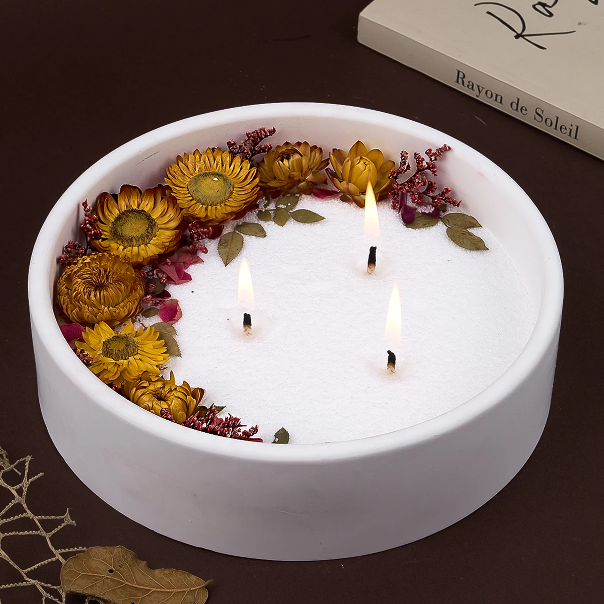 Large Capacity Cement Candle Bowl Silicone Mold Outdoor Flowerpot Plant Pot Base Plaster Tray Concrete Mould Home Decor Supplies