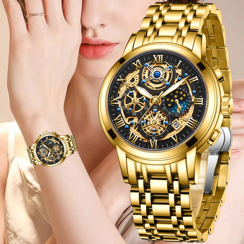 LIGE Top Luxury Brand Quartz Watch Women Fashion Creative Ladies Watch Casual Waterproof Chronograph Wrist Watches For Women