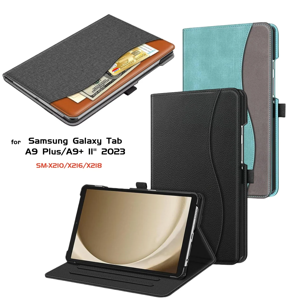 

Business Case for Samsung Galaxy Tab A9 Plus/A9+ 5G 11 Inch 2023 SM-X210/X216/X218 Multi-Angle Viewing Smart Cover with Pocket