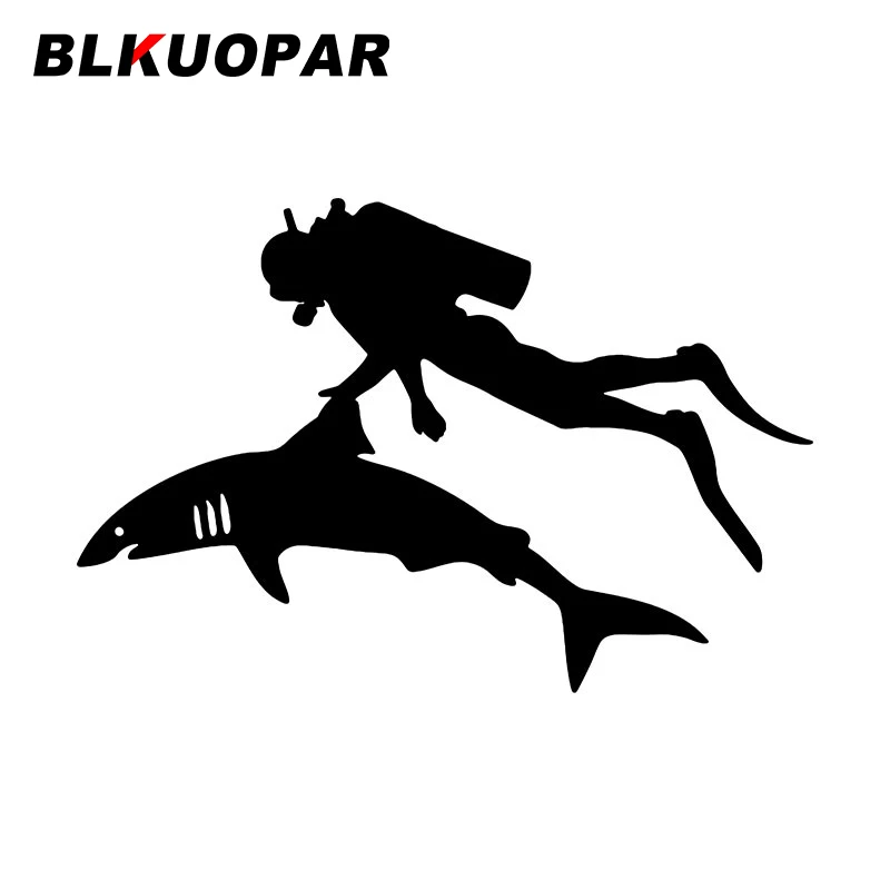 BLKUOPAR Divers Caress Sharks Car Stickers Creative Vinyl Decals Occlusion Scratch Die Cut Interesting Waterproof RV ATV Styling