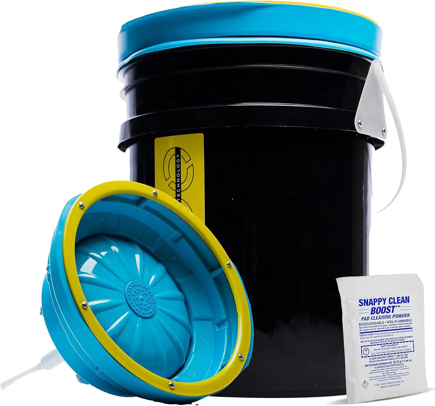 Polishing Pad Washer – Pure Flo Cleaning Bucket System w/Controlled Pump & Removable Basin - Wool & Foam Pad Cleaner for 3-7