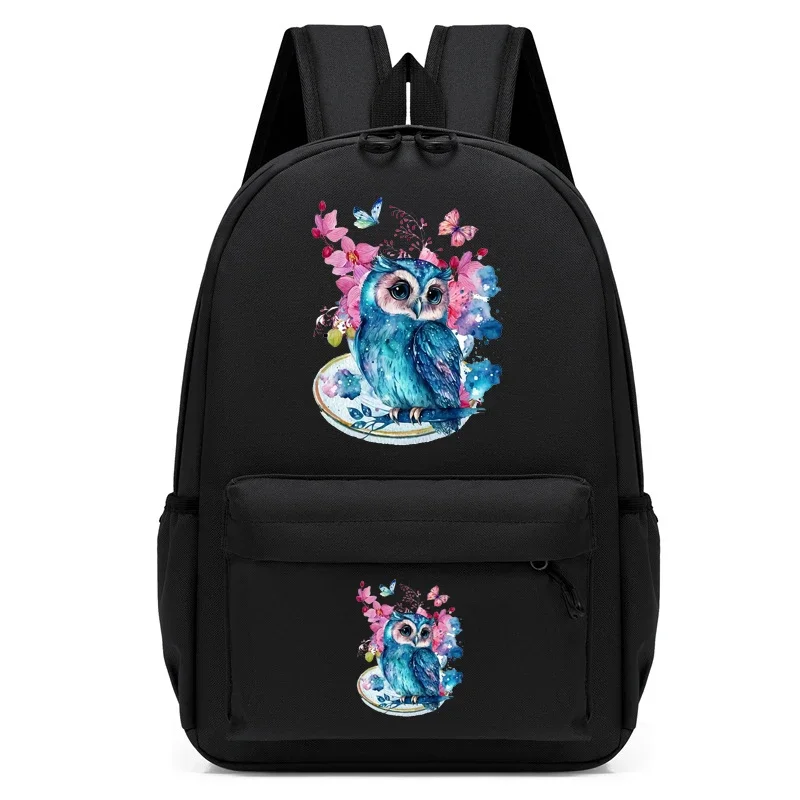 

Children Bagpack Watercolor Owl Flower Girl Backpack Kindergarten Schoolbag Kids Anime Cartoon Girl Bookbag Travel School Bags