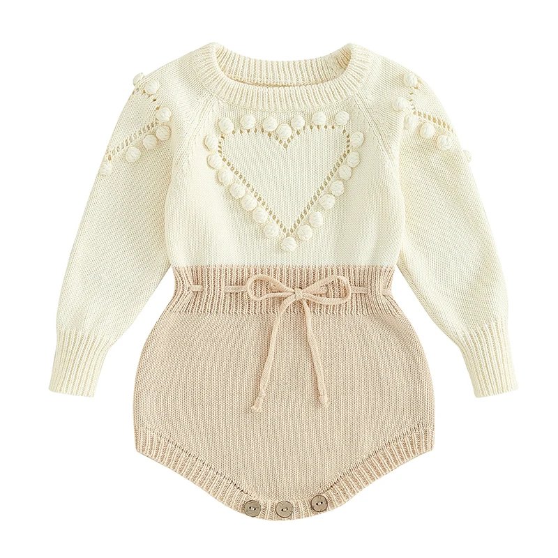 Infant Baby Girl Knitted Clothes Heart Romper Long Sleeve Jumpsuit Outfit Autumn Winter wool knitted sweater bodysuits 3-24M