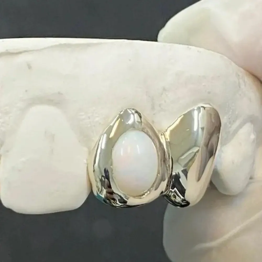 Unique Hollow Out Teeth Grillz Vintage Glossy Open Face Tooth Caps Geometric Open Frame Temporary Teeth Grills Music Festival