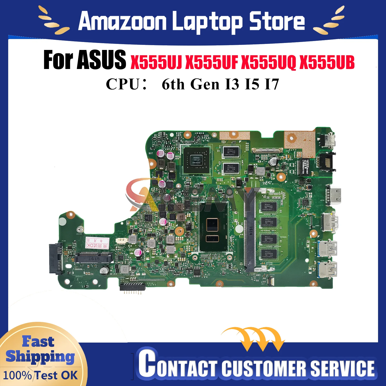 

X555UJ Материнская плата для ноутбука ASUS VivoBook F555U X555U X555UB X555UF FL5800U X555UJ X555UQ A555U K555U Материнская плата I3 I5 I7 CPU
