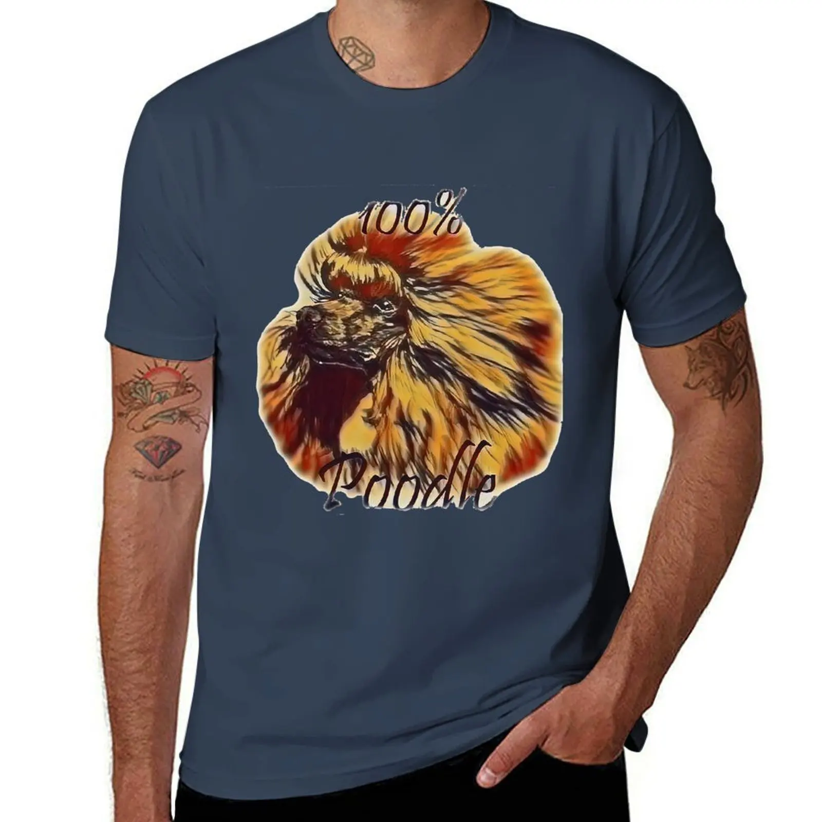 100% Poodle Apricot/Red T-Shirt Holiday Lightweight T-Shirt