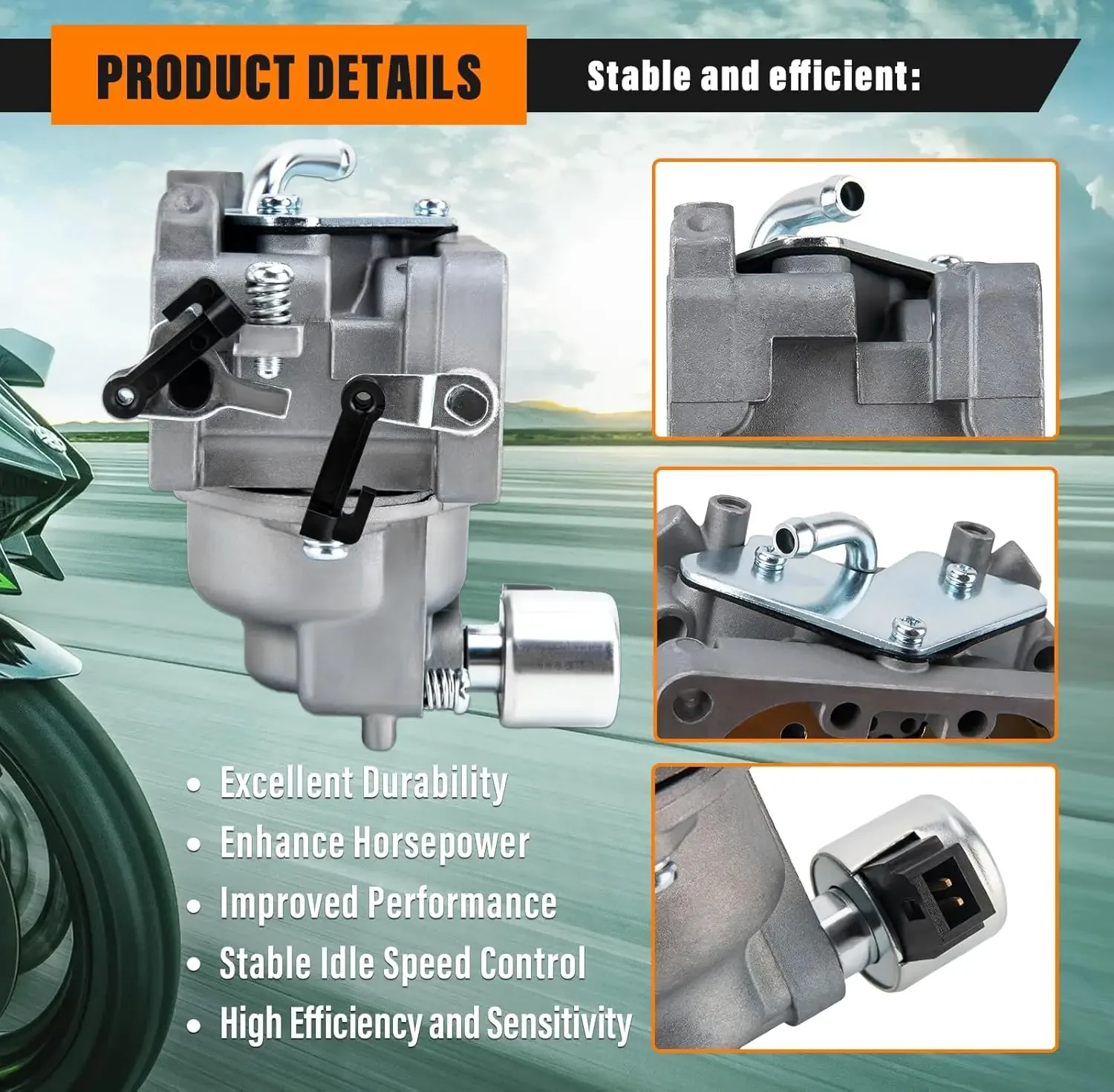 FH661V Carburetor Compatible with Kawasaki FX850V, 22 HP Engine, with 49065-0724 Oil Filter/Fuel pump,Replaces Parts 15004-1010
