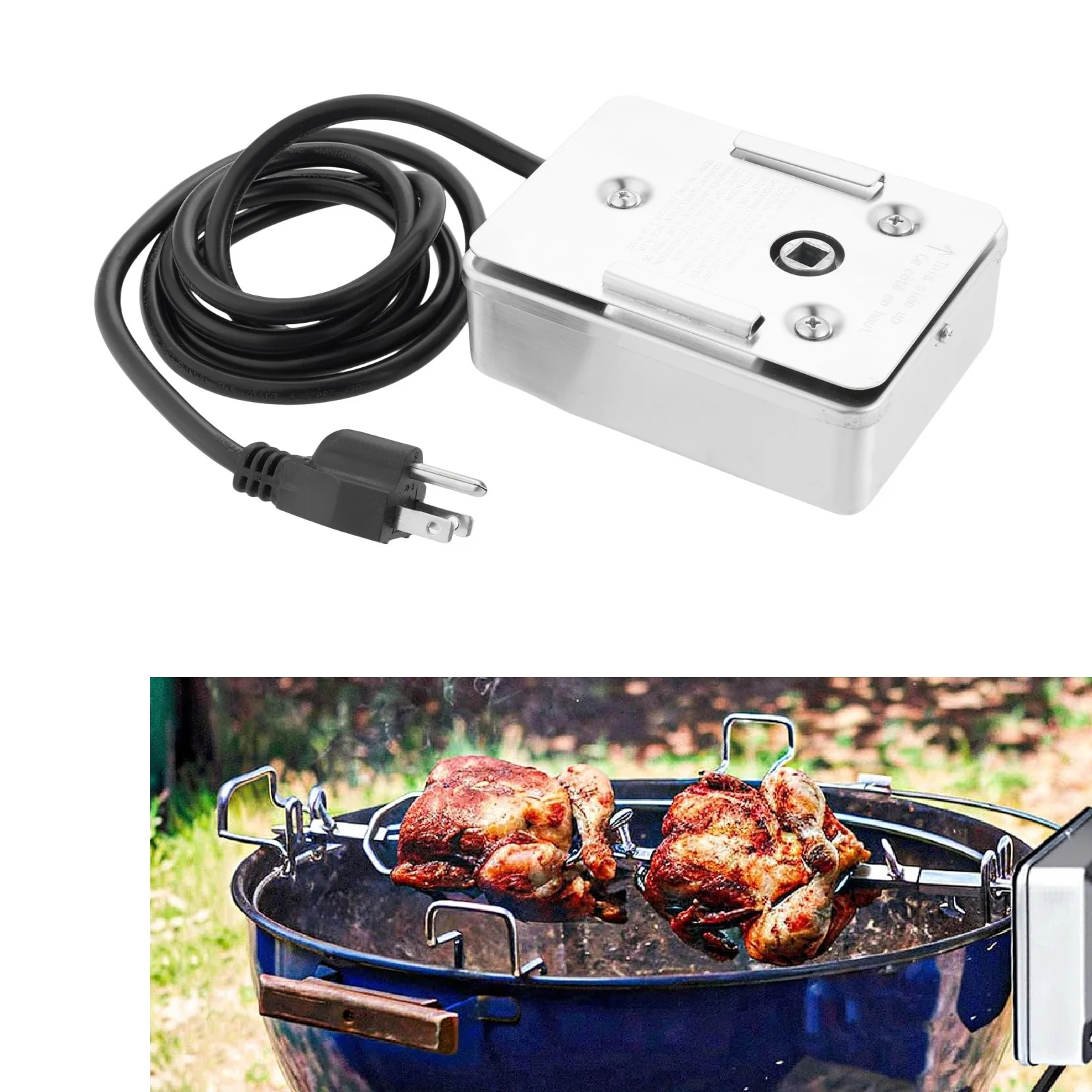 Universal BBQ Grill Electric Rotisserie Motor 110V 4W Heavy Duty 304 Stainless Steel 30lb Load Capacity fit Major Brands Grills view 2