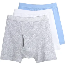 Suave e respirável boxer shorts masculino, roupa interior confortável, calcinha de cor sólida, calcinha masculina, calcinha solta, 100% algodão