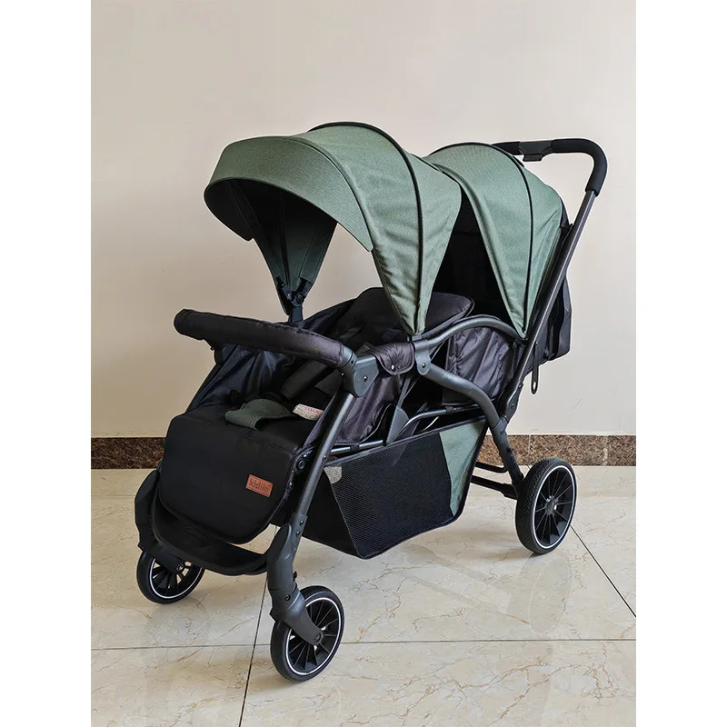 

Multifunctional Twin Baby Stroller, Lightweight, High-view, Sit-down, Reclining, Foldable Double Stroller