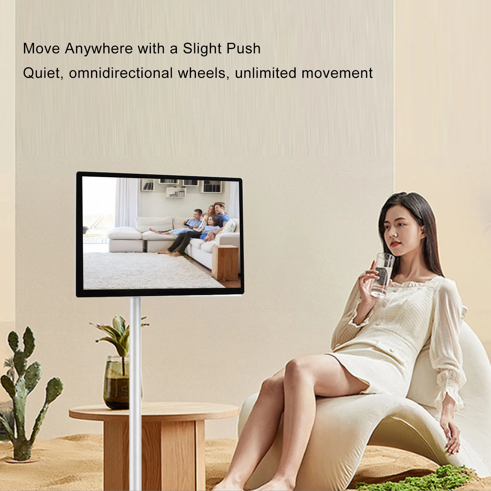 

Mobile Touchscreen TV Stand Portable Touchscreen Display Rotatable Bluetooth 24 Inch with Camera for Live Streaming for Android