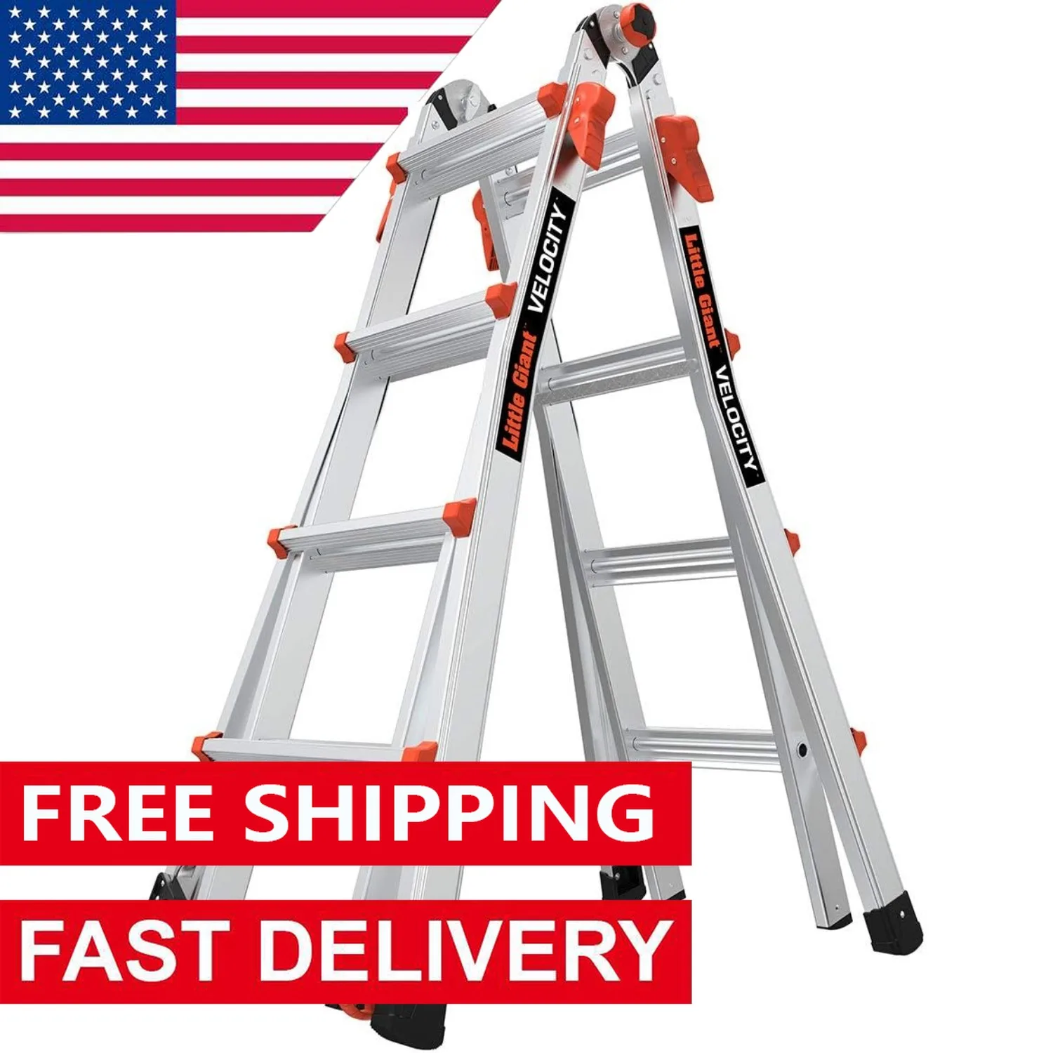 Ladders, Velocity with Wheels, M17, 17 Ft, Multi-Position Ladder, Aluminum, Type 1A, 300 lbs Weight Rating, (15417-001)