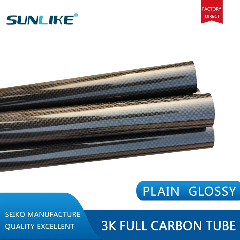 1 Roll Length 1000mm 3K plain Glossy surface Wrapped Carbon Fiber Tube diameter 12mm 14mm 16mm18mm 22mm 24mm 26mm 28mm 30mm 32mm