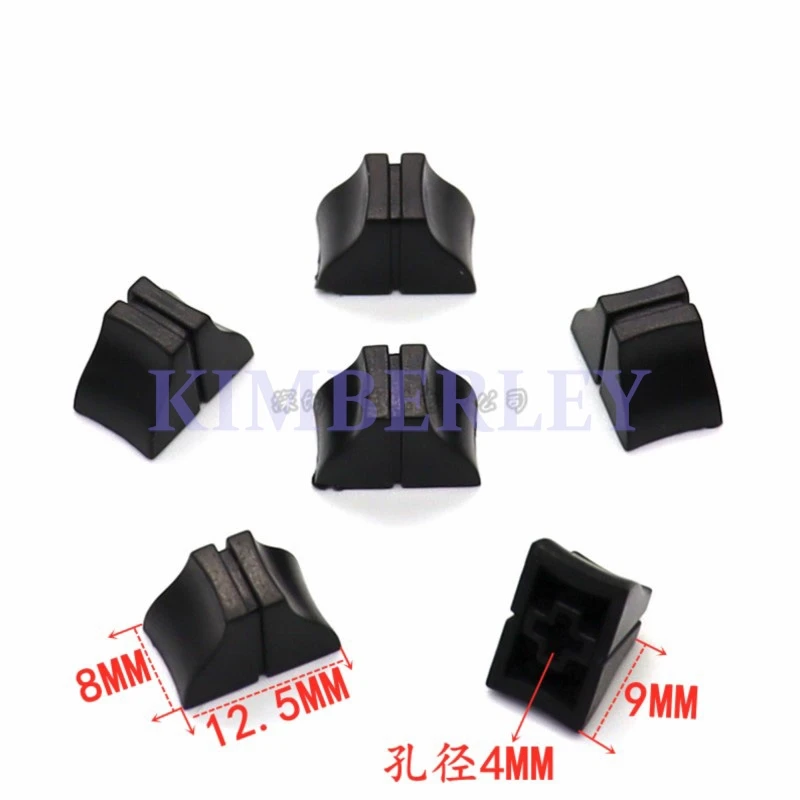 10PCS 12.5x8x9mm Black Straight Slide Potentiometer Push Key Cap 4mm Square Hole Mixer Fader Knob Cap Plastic Volume Control Cap