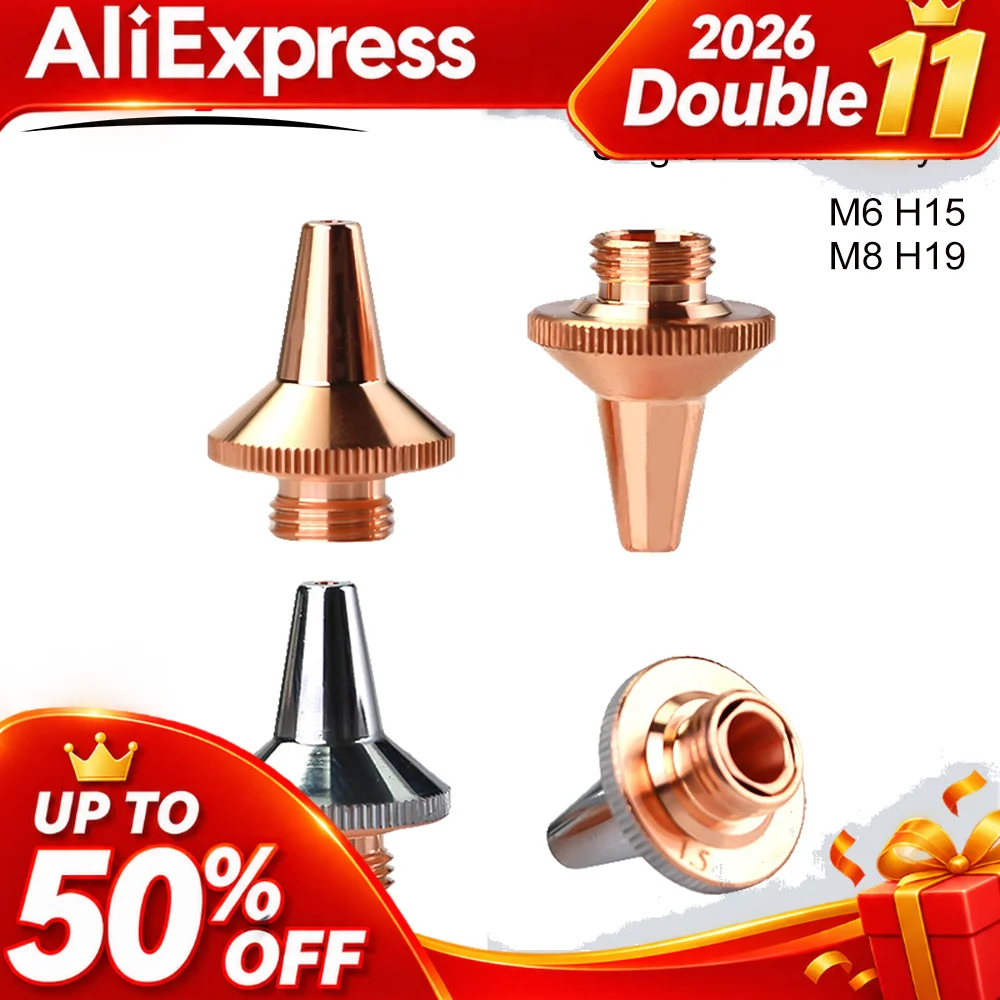 3D Laser Nozzles M8 M6 Single Layer Double Chrome Layer Fiber Cutting Machine Parts for Raytools BT240S BM109 WSX HAN'S Precitec