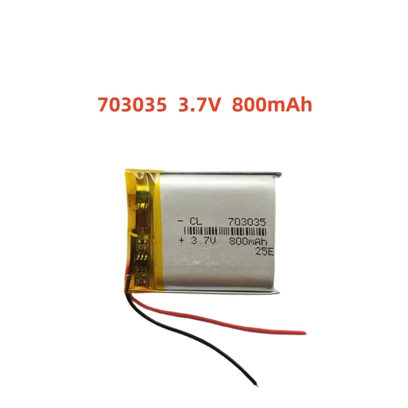 

3.7V 800mAh Li-Polymer Replacement Li Lipo Battery 703035 JST 2Pin 1.0/1.25/1.5/2.0/2.54mm Connector For GPS Camera LED