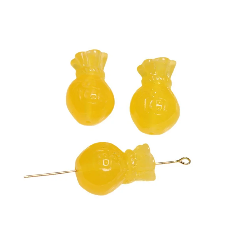 

Wholesale 50pcs/lot yellow color print Fruit Pineapple shape resin straight hole beads diy jewelry garment accessory