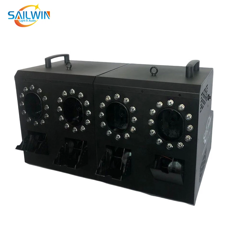 Sailwin 무대 조명, 4 홀, 3000W 28x3W RGBW 4IN1 LED 링 2, 연기 기계 및 버블 기계, 파티 제초 무대용