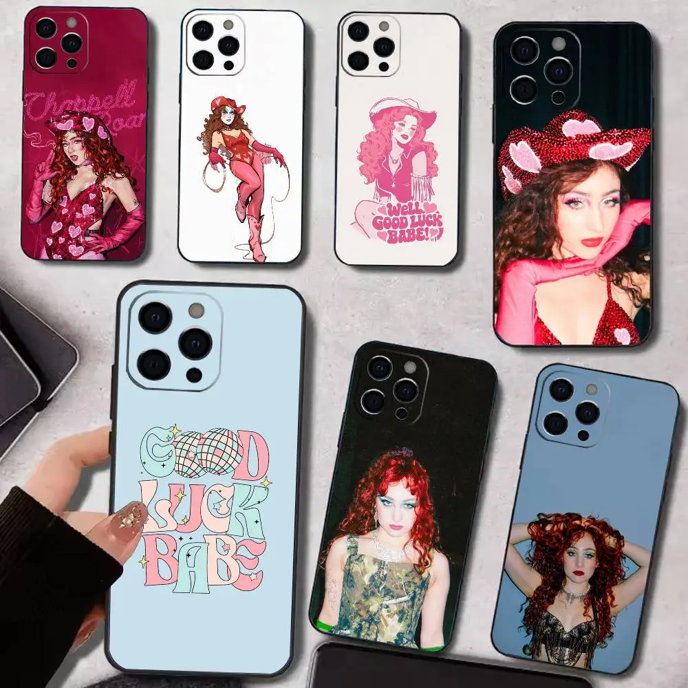 

C-Chappell Roan Good Luck Babe Phone Case For iPhone17,16,15,14,13,12,11 Plus,Pro Max Soft Black Cover