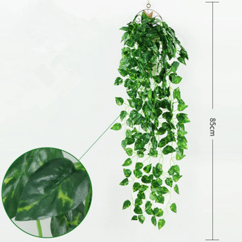 Artificial Green Plants Hanging Ivy Leaves Radish Seaweed Grape Fake Flowers Vine Home Garden Wall Party Decoration