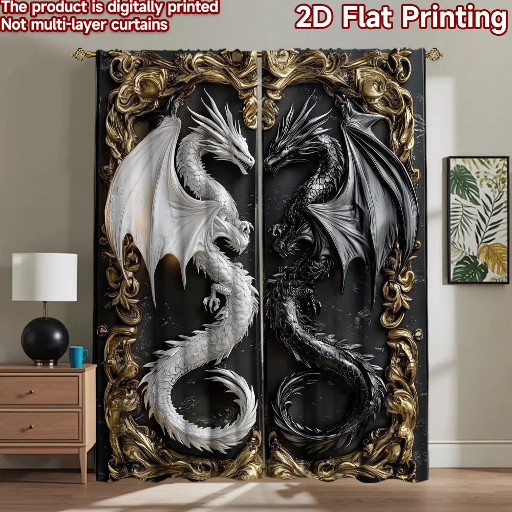 

1pc 2D flat Photography Backdrop Popular Tapestry Dual Dragons 100% Polyester Anniversary for Suitable for bedroom, kitchen, and