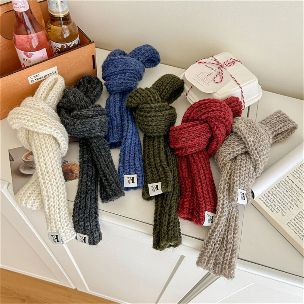 Women\'s Imitation Cashmere Scarf Winter Solid Color Shawls Narrow Long Scarf Female Korean Version Chunky Wool Knitted Scarves