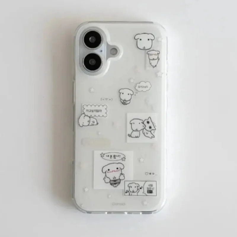 Koreanische Niedliche Großkopf-Welpen-Handyhülle mit Tupfen für iPhone 18 17 16 15 14 13 12 11 Pro Max 16e 17e Air X XR XS 7 8 Plus – Detail 3
