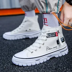 New high top breathable canvas shoes Korean version fashionable men's casual shoes student board shoes