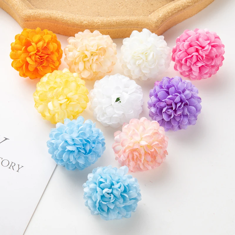 50 Stück künstliche Hortensien für Hochzeit, Garten, Heimdekoration, Weihnachtsfeier, DIY-Süßigkeitsschachtel, Sammelalbum, rosa Kugel, Chrysantheme – Detail 3