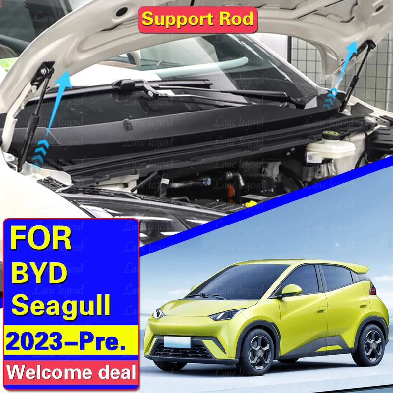 Car Gas Hood Stops Shock Absorbers for BYD Seagull Dolphin Mini 2023 2024 Strut Bars Lift Support Hydraulic Rod Accessories